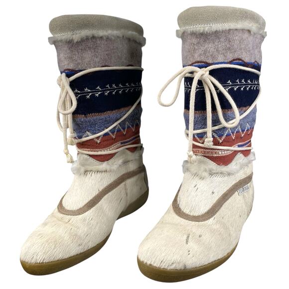 Vintage Tecnica Women’s Ivory Goat Fur Winter Boots Size 42 US 9.5 - Picture 6 of 10